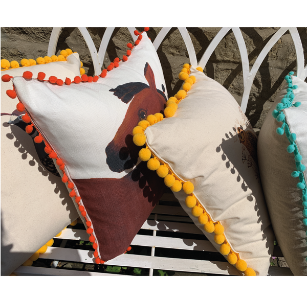 Limited Edition Pom Pom Handsome Horse Cushion 