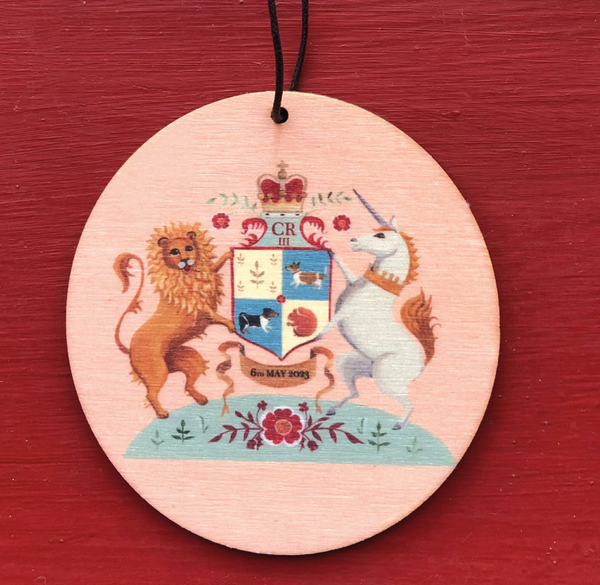 Coronation Crest Printed Wooden Decoration