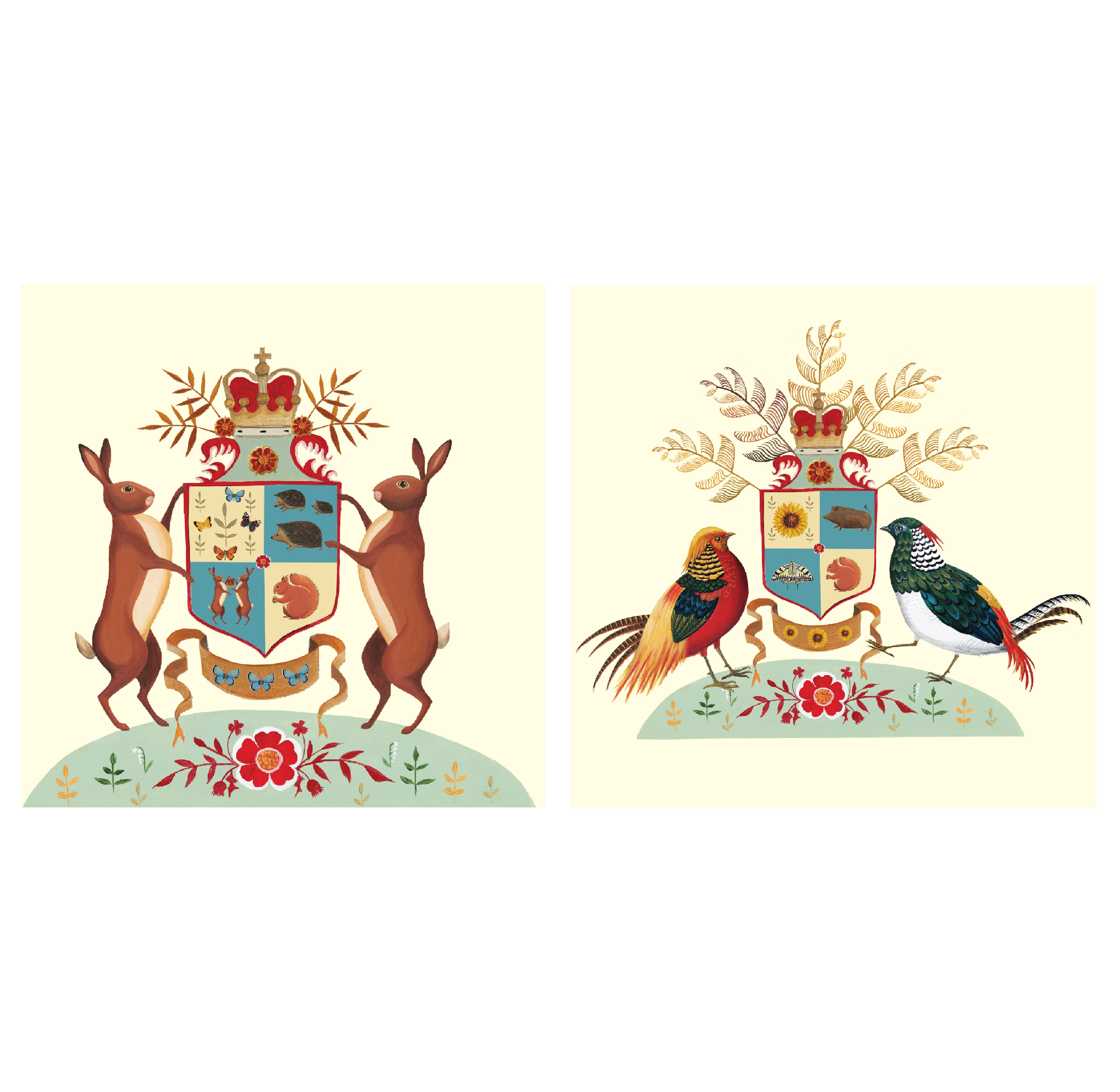 Pheasant and Hares Crest Set of 6 Cards
