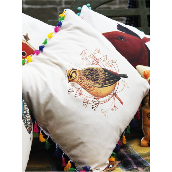 Limited Edition Tasselled Mellow Yellowhammer Cushion