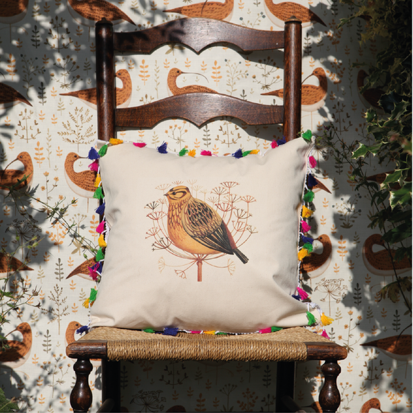 Limited Edition Tasselled Mellow Yellowhammer Cushion