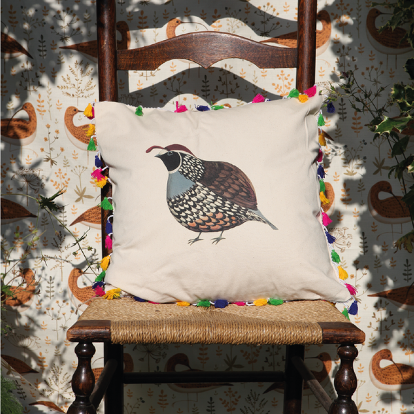 Limited Edition Tasselled Quivering Quail Cushion