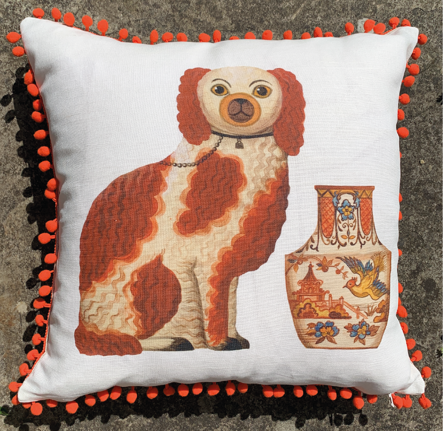 Limited Edition Pom Pom Staffordshire Spaniel Cushion