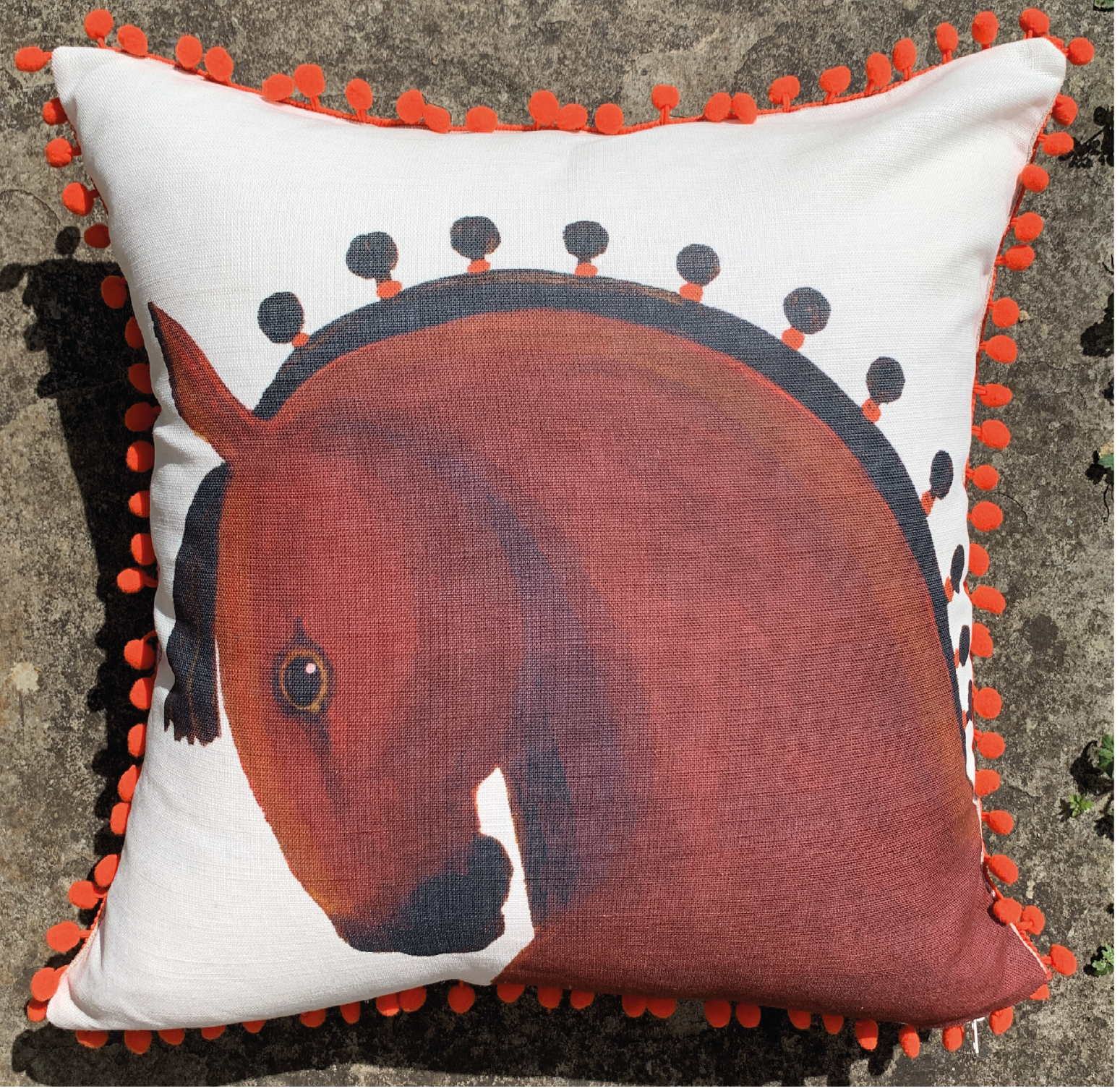 Limited Edition Pom Pom Handsome Horse Cushion 