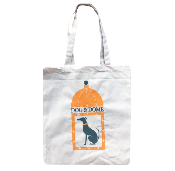 Cotton portrait tote bag with Dog & Dome logo on the front 