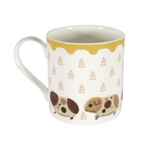 Two-sided fine bone china mug depicting Doris and her guinea pig babies 
