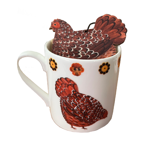 Keira & Claudia Clucking Mug and Decoration