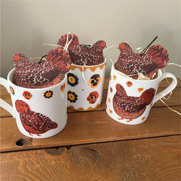 Flower Power Mug and Hen Decoration