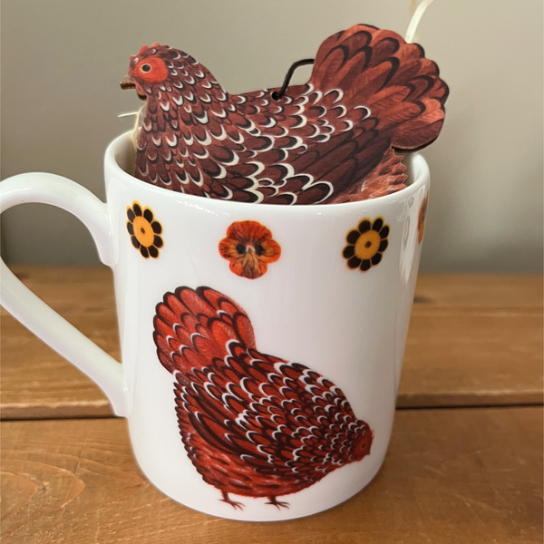 Keira & Claudia Clucking Mug and Decoration