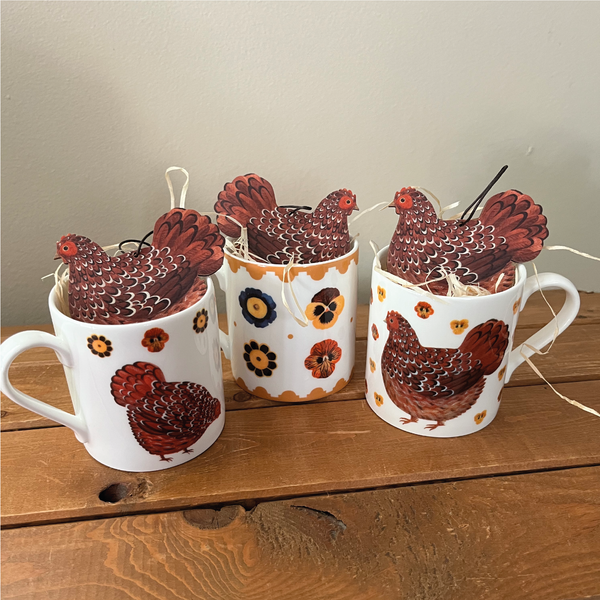 Keira & Claudia Clucking Mug and Decoration