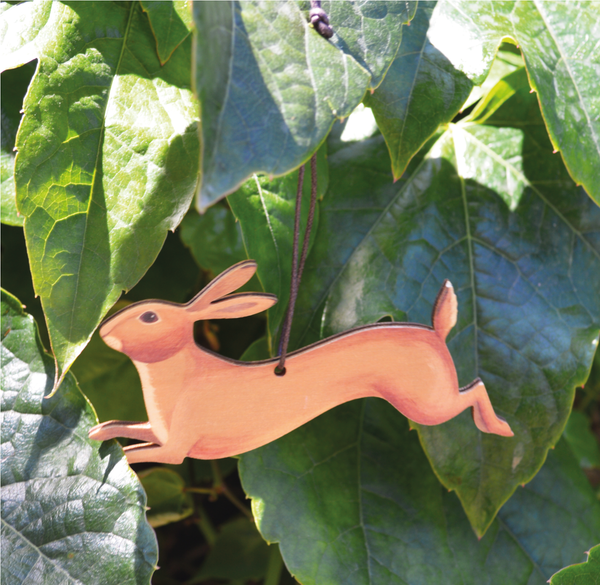 Dog & Dome Printed Hare Wooden Decoration