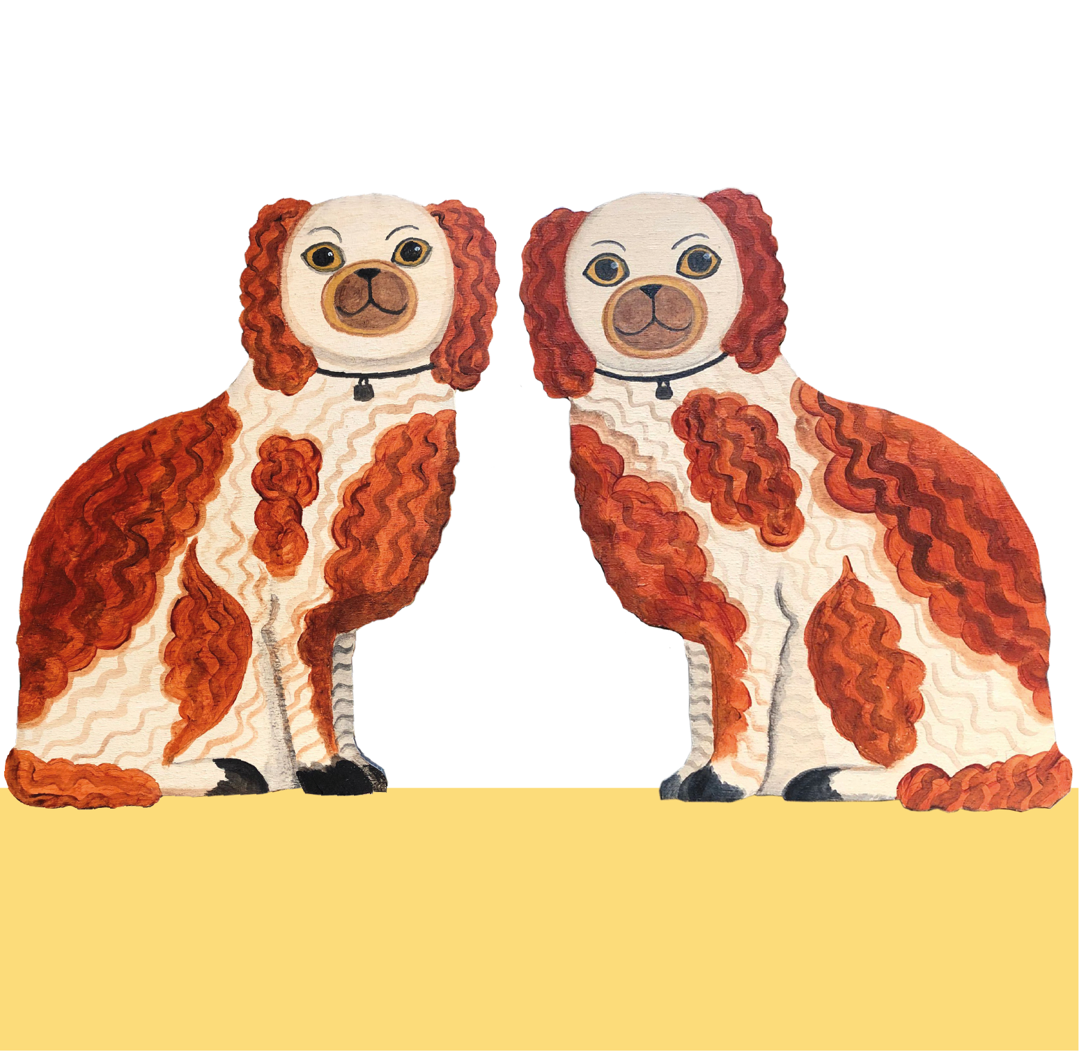 Jonathan & Jane Large Staffordshire Spaniel Pair Hand Painted by Catriona Hall
