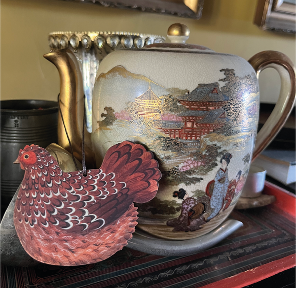 Printed Hen Wooden Decoration