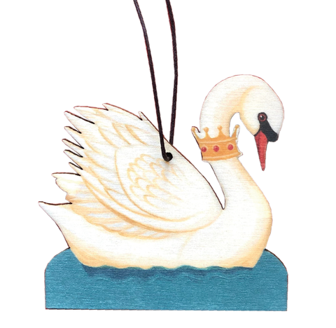 The King's Swan Printed Wooden Decoration