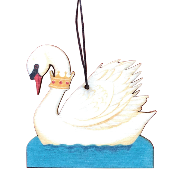 The King's Swan Printed Wooden Decoration