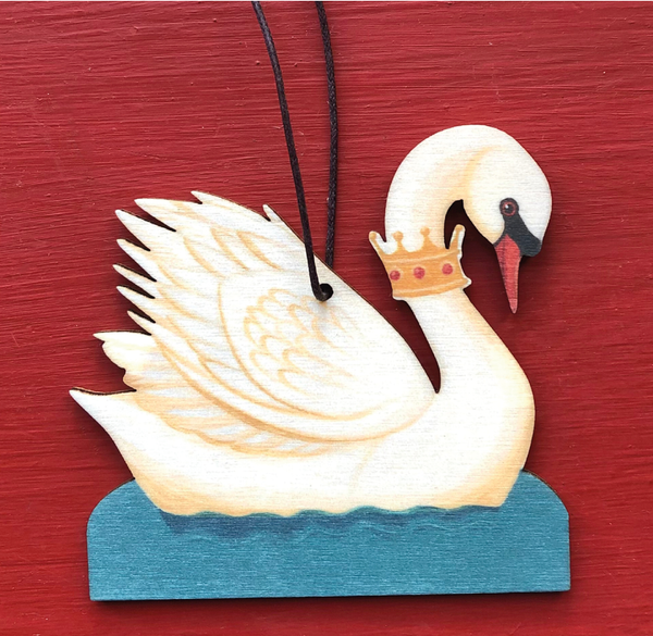 The King's Swan Printed Wooden Decoration