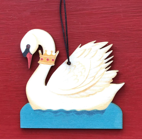 The King's Swan Printed Wooden Decoration