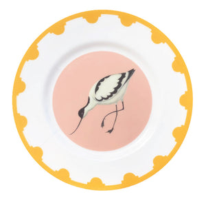 Yellow bordered plate with an avocet in the centre