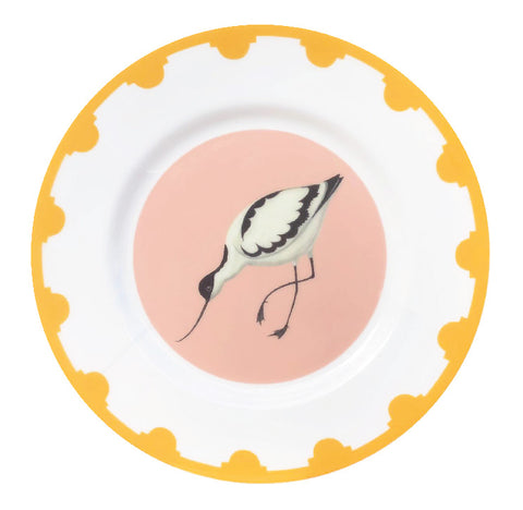 Yellow bordered plate with an avocet in the centre