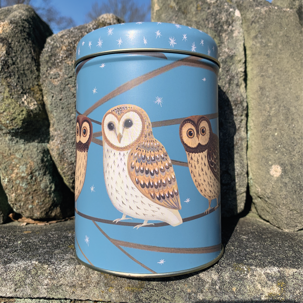 Owl Round Tin Caddy