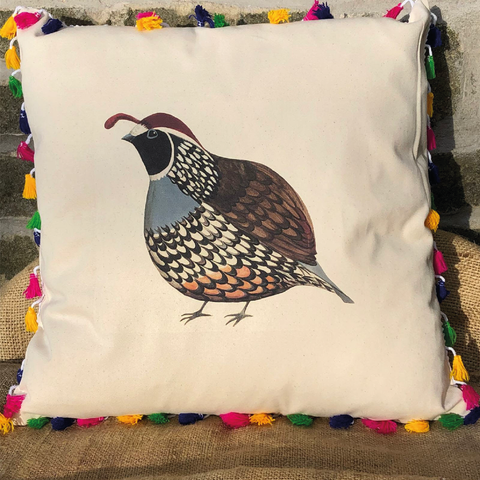 Limited Edition Tasselled Quivering Quail Cushion