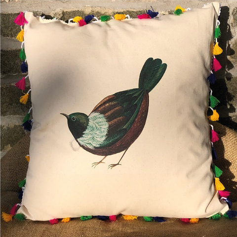 Limited Edition Tasselled Tantalising Tui Cushion