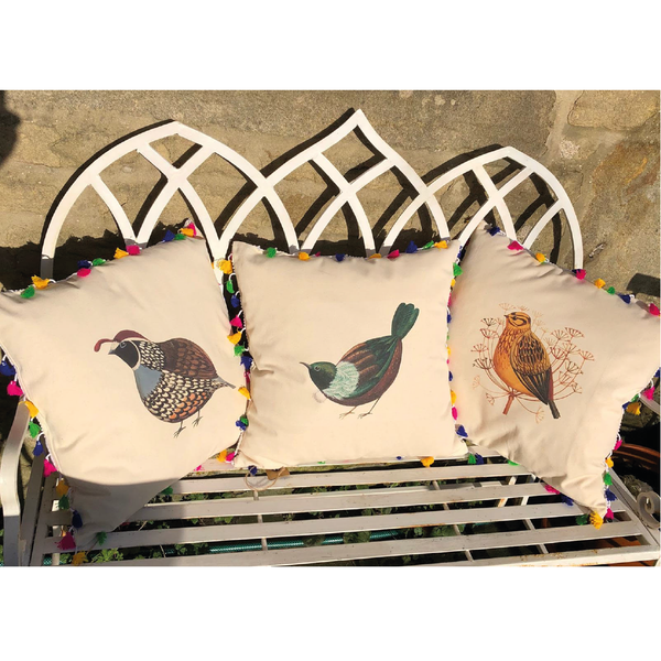 Limited Edition Tasselled Quivering Quail Cushion