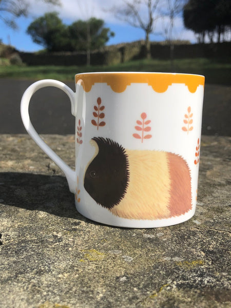 Two-sided fine bone china mug depicting Guinevere the guinea pig on both sides