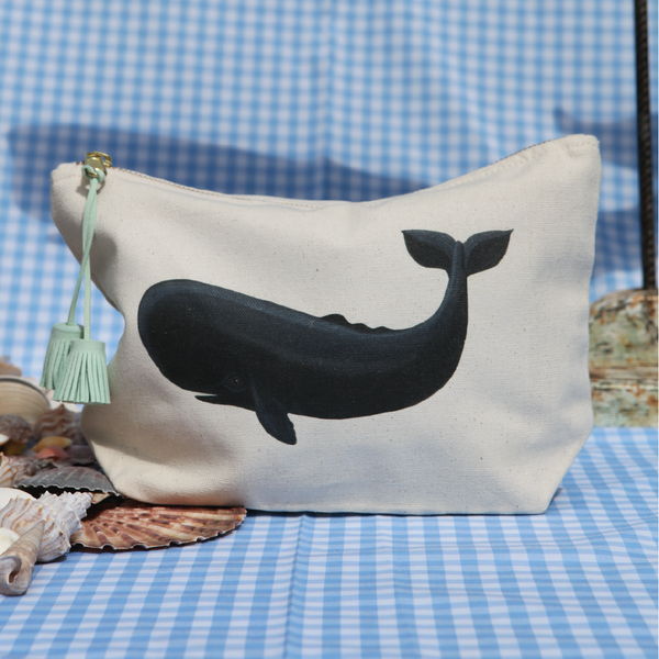 Wandering Whale Wash Bag with Coloured Tassel