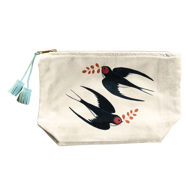 Scintillating Swallows Wash Bag with Coloured Tassel